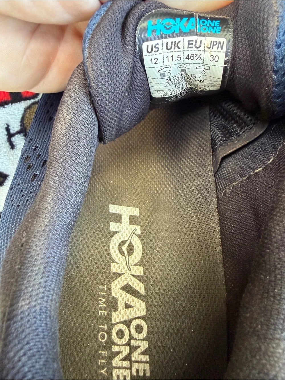 Hoka One One Black and Teal Inscribed Insole Running Shoes
